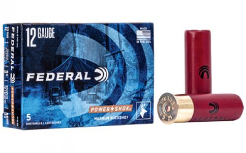 Federal PowerShok, 12 Gauge, 3, 00 Buck, Mag Dram, Buckshot, 15 Pellets,5 Round Box F13100