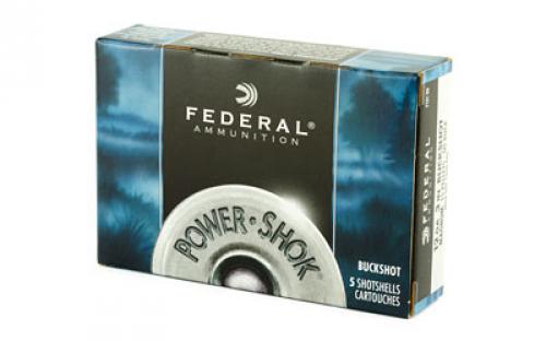 Federal PowerShok, 12 Gauge, 3", 00 Buck, Mag Dram, Buckshot, 15 Pellets,5 Round Box F13100