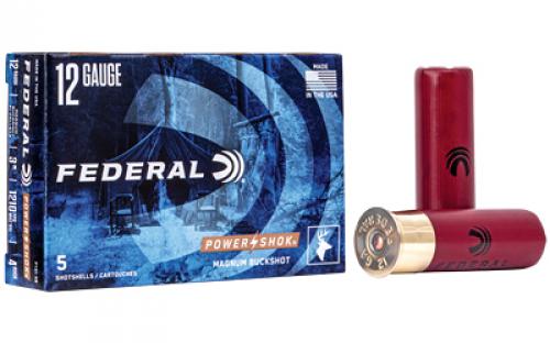 Federal PowerShok, 12 Gauge, 3, 4 Buck, Mag Dram, Buckshot, 41 Pellets,5 Round Box F1314B