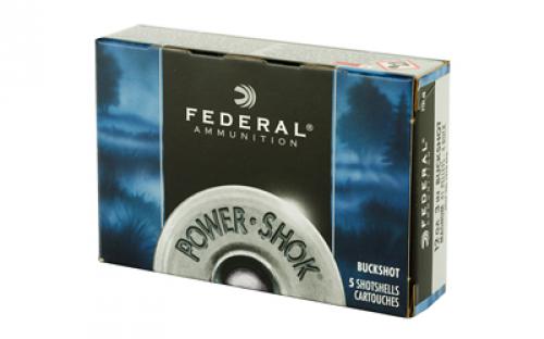 Federal PowerShok, 12 Gauge, 3", 4 Buck, Mag Dram, Buckshot, 41 Pellets,5 Round Box F1314B