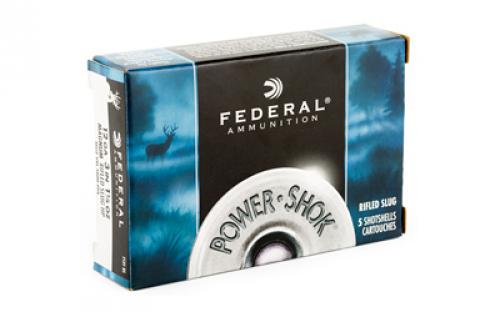 Federal PowerShok, 12 Gauge, 3", Mag Dram, 1.25oz, Rifled Slug, Hollow Point,5 Round Box F131RS