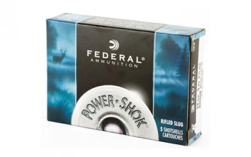 Federal PowerShok, 12 Gauge, 3", Mag Dram, 1.25oz, Rifled Slug, Hollow Point,5 Round Box F131RS