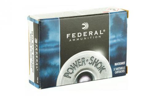 Federal PowerShok, 16 Gauge, 2.75", 1 Buck, Max Dram, Buckshot, 12 Pellets,5 Round Box F1641B