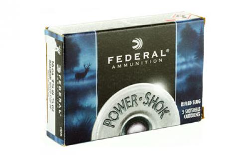 Federal PowerShok, 16 Gauge, 2.75", Max Dram, .80oz, Rifled Slug, Hollow Point,5 Round Box F164RS