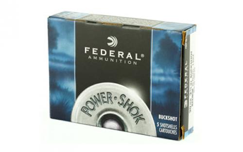 Federal PowerShok, 20 Gauge, 2.75", 3 Buck, Max Dram, Buckshot, 20 Pellets,5 Round Box F2033B