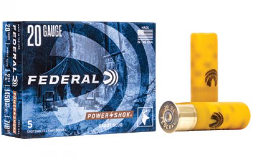 Federal PowerShok, 20 Gauge, 2.75, .875oz, Sabot Slug, Hollow Point,5 Round Box F203SS2