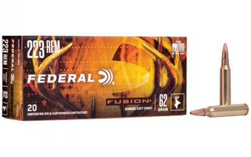 Federal Fusion, 223REM, 62 Grain, Boat Tail, 20 Round Box F223FS1