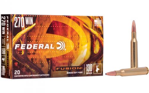 Federal Fusion, 270WIN, 130 Grain, Boat Tail, 20 Round Box F270FS1