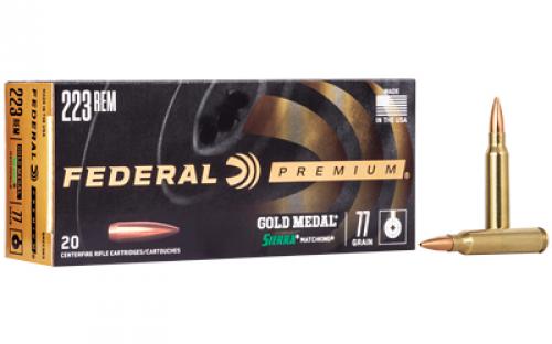 Federal Gold Medal Match, 223 Remington, 77 Grain, Boat Tail Hollow Point, 20 Round Box GM223M3