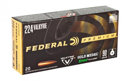 Federal Gold Medal, 224 Valkyrie, 90 Grain, Boat tail Hollow Point, 20 Round Box GM224VLK1