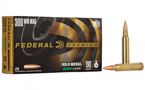 Federal Gold Medal, 300 WIN MAG, 190 Grain, Boat Tail, Hollow Point, 20 Round Box GM300WM