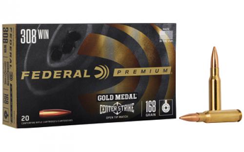 Federal Federal Premium, Gold Medal, 308 Winchester, 168 Grain, Open Tip Match, 20 Rounds GM308OTM1