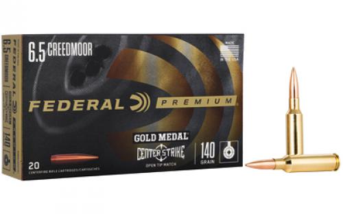 Federal Federal Premium, Gold Medal, 6.5 Creedmoor, 140 Grain, Open Tip Match, 20 Round Box GM65CRDOTM1