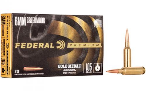 Federal Gold Medal, Berger, 6MM Creedmoor, 105 Grain, Boat Tail Hollow Point, 20 Round Box GM6CRDBH1