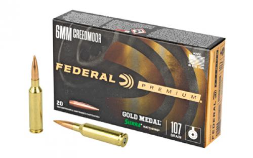 Federal Premium, Sierra Match King, 6MM Creedmoor, 107Gr, Hollow Point, 20 Round Box GM6CRDM1