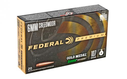 Federal Premium, Sierra Match King, 6MM Creedmoor, 107Gr, Hollow Point, 20 Round Box GM6CRDM1