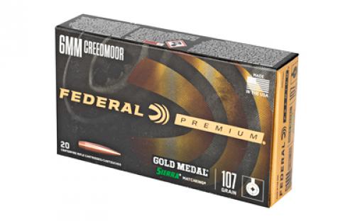 Federal Premium, Sierra Match King, 6MM Creedmoor, 107Gr, Hollow Point, 20 Round Box GM6CRDM1