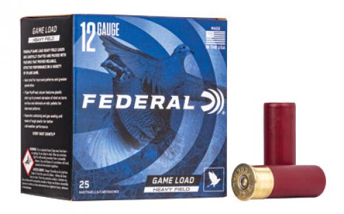 Federal Game Load Upland Heavy Field, 12 Gauge, 2.75, #7.5, 3 1/4 Dram, 1 1/8 oz, Shot, 25 Round Box H12375