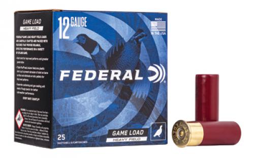 Federal Game Load Upland Heavy Field, 12 Gauge, 2.75, #6, 3 1/4 Dram, 1 1/4 oz, Shot, 25 Round Box H1256