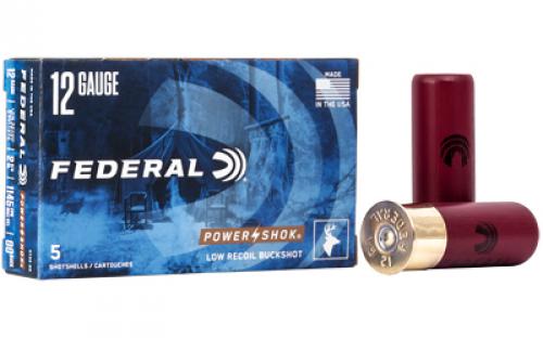 Federal PowerShok, 12 Gauge, 2.75, 00 Buck, 3 Dram, Buckshot, 9 Pellets,5 Round Box H13200