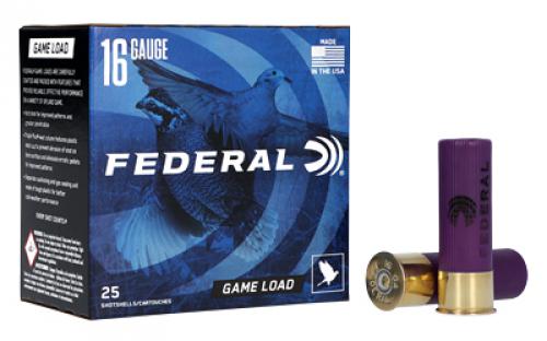 Federal Game Load, 16 Gauge, 2.75, #6, 2.5 Dram, 1oz, Shotshell, 25 Round Box H1606