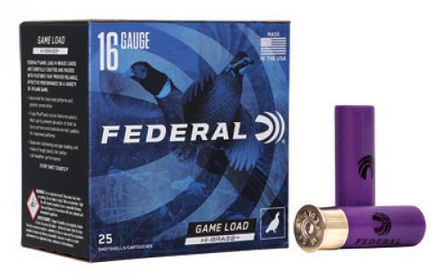 Federal Game Load, Hi-Brass, 16 Gauge, 2.75, #6, 3 1/4 Dram, 1 1/8 oz, Shot, 25 Round Box H1636