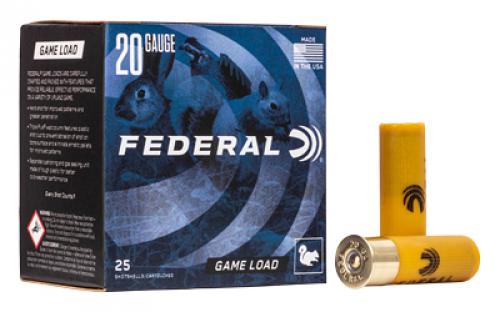 Federal Game Load, 20 Gauge, 2.75, #8, 2.5 Dram, .875oz, Shotshell, 25 Round Box H2008