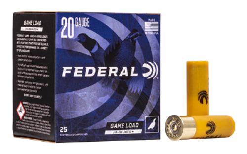 Federal GameShok, Hi-Brass, 20 Gauge 2.75, #7.5, 1 oz, Lead, 25 Round Box H204 7.5