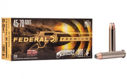 Federal Premium, Hammer Down, 45-70 Government, 300 Grain, Bonded Soft Point, 20 Round Box, Designed for Lever Action Rifles LG45701