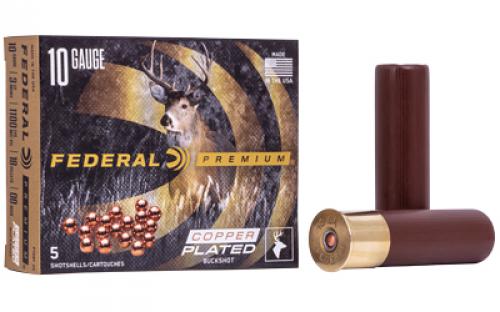 Federal Copper Plated Buckshot, 10 Gauge 3.5, 00 Buck, 2 1/4oz, 5 Round Box P108F00