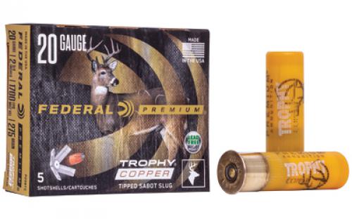 Federal Trophy Copper, Tipped Sabot Slug, 20 Gauge 2.75, 275 Grain, 5 Round Box P208TC