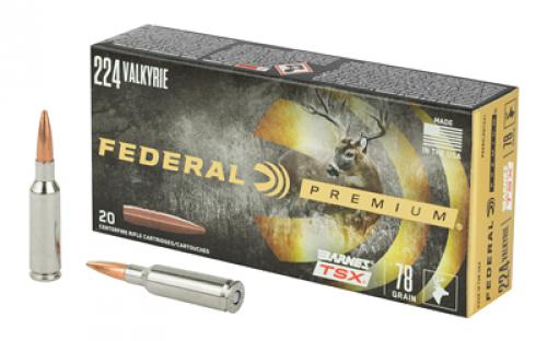 Federal Premium, Barnes, 224 Valkyrie, 78 Grain, Triple Shock X, 20 Round Box P224VLKBTSX1