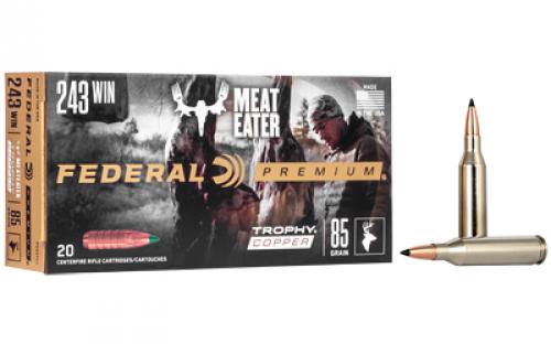 Federal Premium, 243 Win, 85 Grain, Trophy Copper, Lead Free, 20, Round Box, California Certified Nonlead Ammunition P243TC1