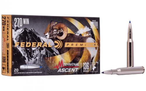 Federal Premium, 270 Winchester, 136 Grain, Terminal Ascent, 20 Round Box P270TA1