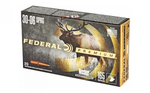 Federal Premium, 30-06, 165 Grain, Nosler Partition, 20 Round Box P3006AD