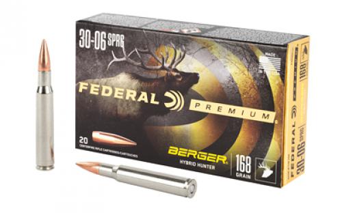 Federal Premium, Berger Hybrid Hunter, 30-06, 168 Grain, 20 Round Box P3006BCH1