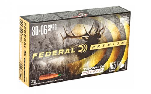 Federal Premium, 30-06, 165 Grain, Trophy Copper, Lead Free, 20 Round Box, California Certified Nonlead Ammunition P3006TC2