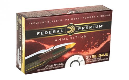 Federal Premium, 30-06, 180 Grain, Trophy Bonded Tip, 20 Round Box P3006TT1