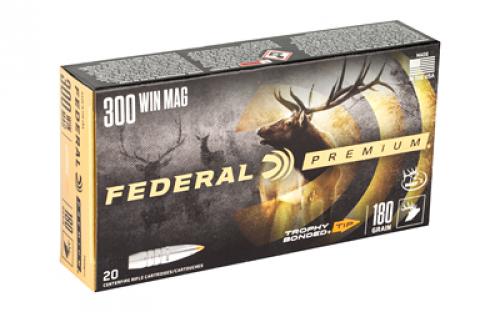 Federal Premium, 300 WIN MAG, 180 Grain, Trophy Bonded Tip, Hollow Point, 20 Round Box P300WTT1