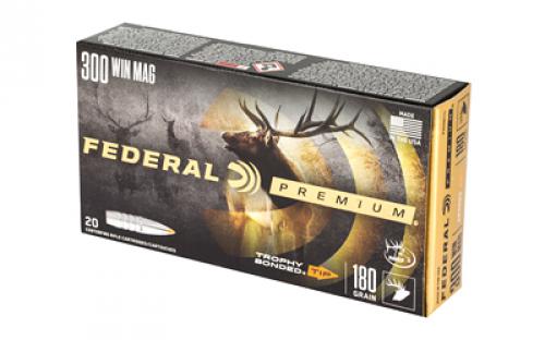 Federal Premium, 300 WIN MAG, 180 Grain, Trophy Bonded Tip, Hollow Point, 20 Round Box P300WTT1