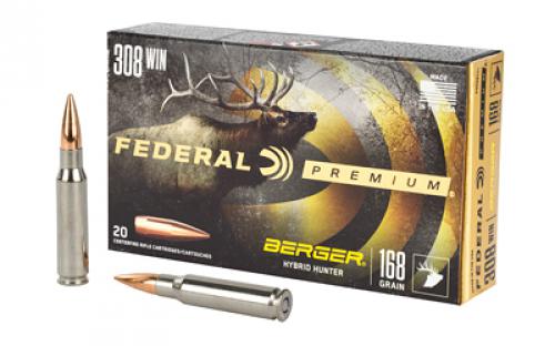 Federal Premium, Berger Hybrid Hunter, 308 Win, 168 Grain, 20 Round Box P308BCH1