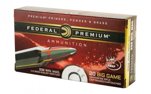 Federal Premium, 338 WIN MAG, 210 Grain, Nosler Partition, 20 Round Box P338A2