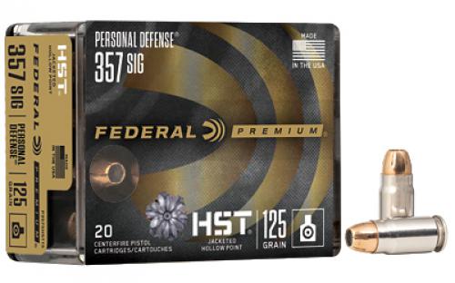 Federal Premium, 357 SIG, 125 Grain, Jacketed Hollow Point, 20 Round Box P357SHST1S