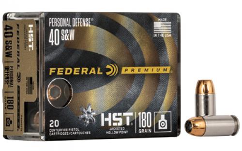 Federal Premium HST, Personal Defense, 40S&W, 180 Grain, Jacketed Hollow Point, 20 Round Box P40HST1S