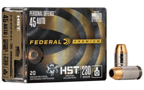 Federal Premium, 45ACP, 230 Grain, Jacketed Hollow Point, 20 Round Box P45HST2S