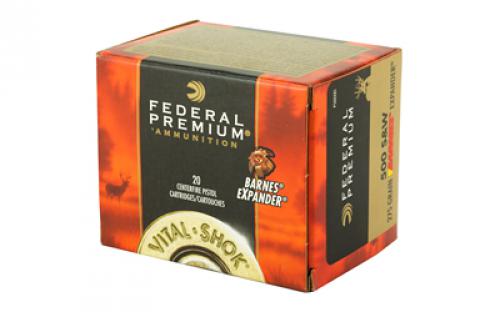 Federal Premium, 500 S&W, 275 Grain, Barnes Expander, Lead Free, 20 Round Box, California Certified Nonlead Ammunition P500XB1