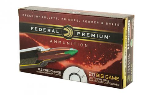 Federal Premium, 6.5 CREEDMOOR, 120 Grain, Trophy Copper, Lead Free, 20 Round Box, 200 Round Per Case, California Certified Nonlead Ammunition P65CRDTC1