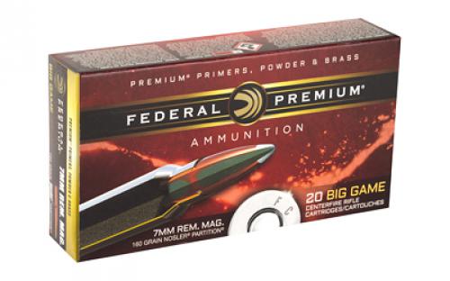 Federal Premium, 7MM REM, 160 Grain, Nosler Partition, 20 Round Box P7RF