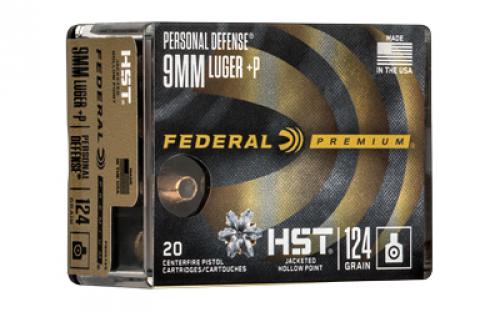 Federal Personal Defense, HST, 9MM, 124Gr, Jacketed Hollow Point, 20 Round Box P9HST3S