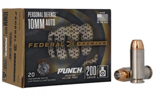 Federal Premium, Punch, 10MM, 200 Grain, Jacketed Hollow Point, 20 Round Box PD10P1